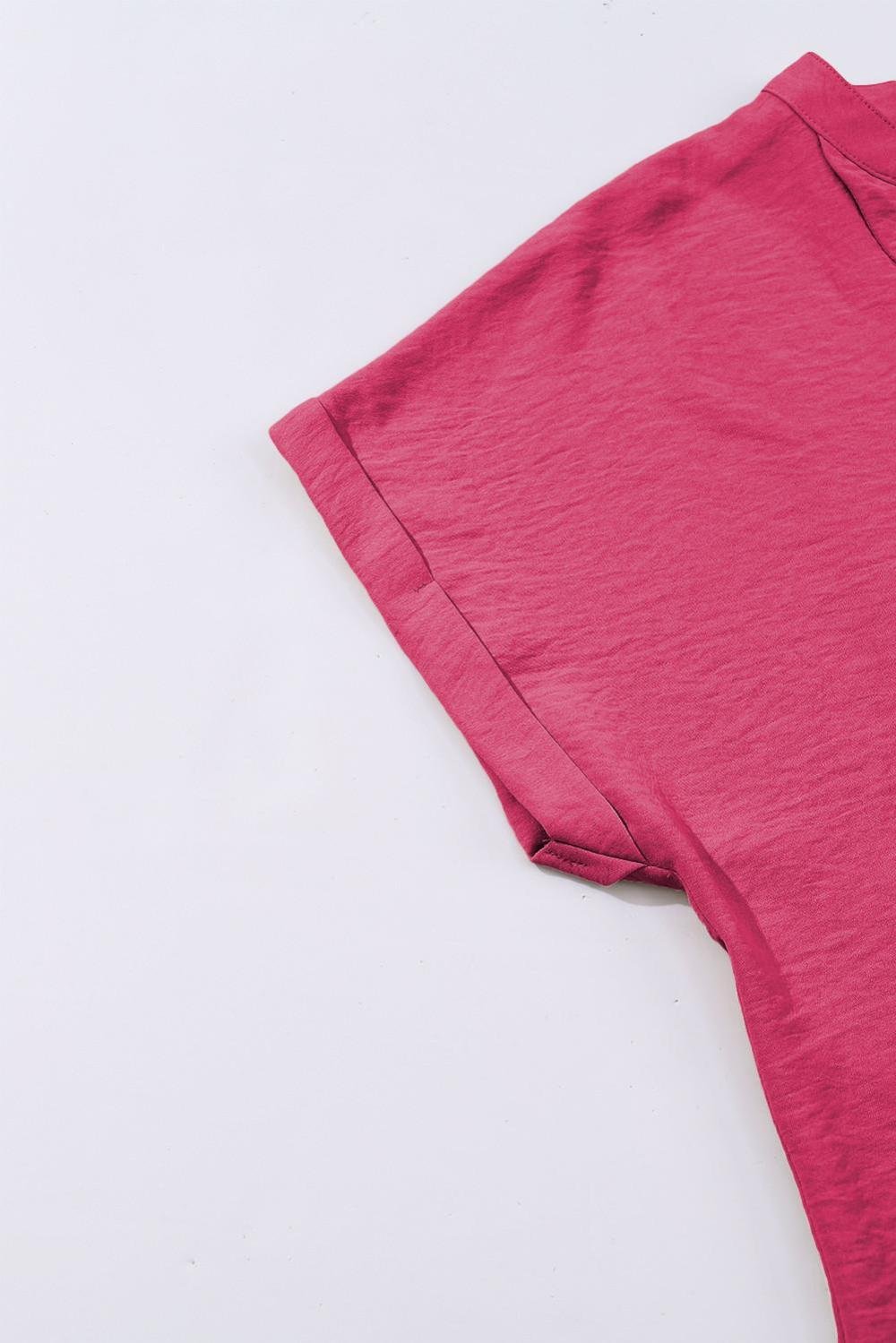 Blouses | Women Rose Red Notched Neck Batwing Sleeve Blouse