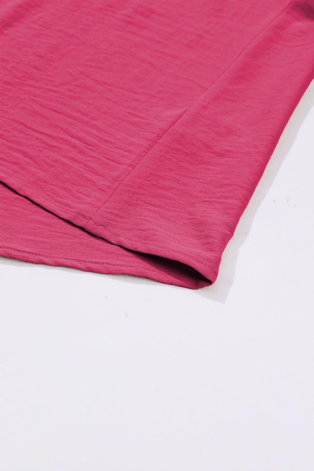 Blouses | Women Rose Red Notched Neck Batwing Sleeve Blouse