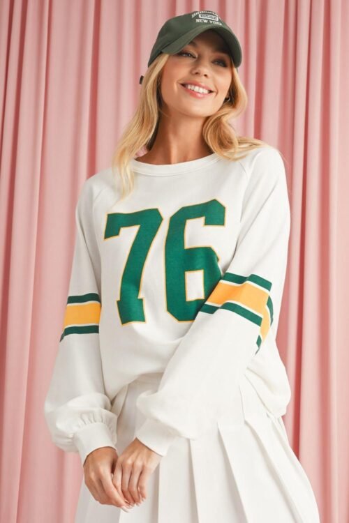 Long Sleeve Tops | Women White Vintage Sports Graphic Long Sleeve Top