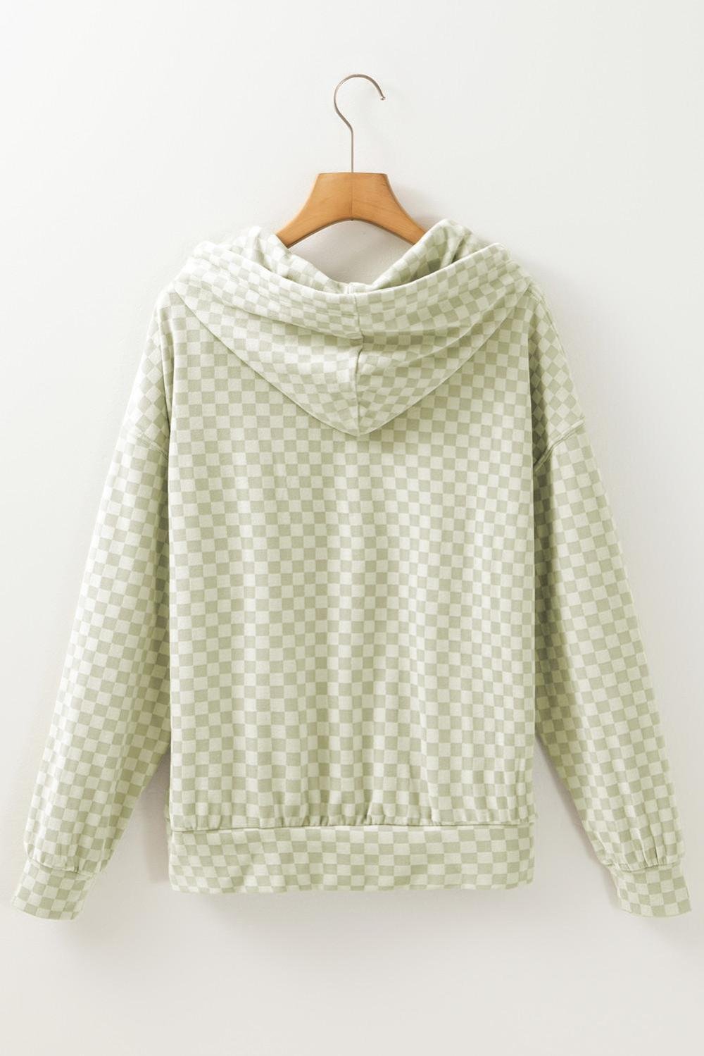 Sweatshirts & Hoodies | Women Green Checkered Kangaroo Pocket Hoodie