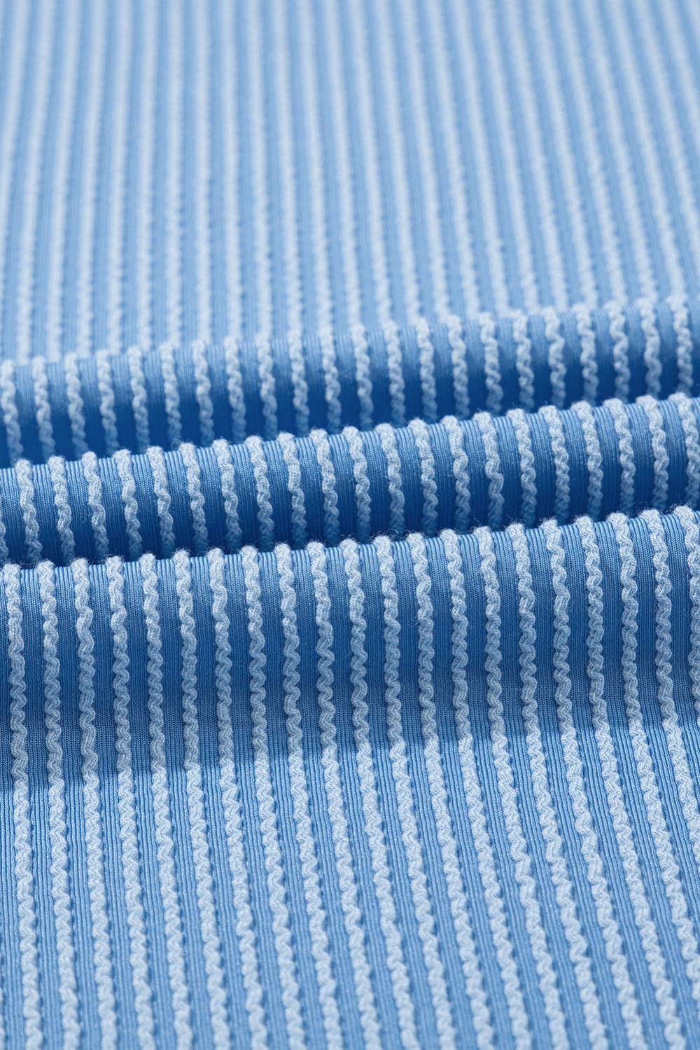 T Shirts | Women Sky Blue Textured Colorblock Round Neck T Shirt