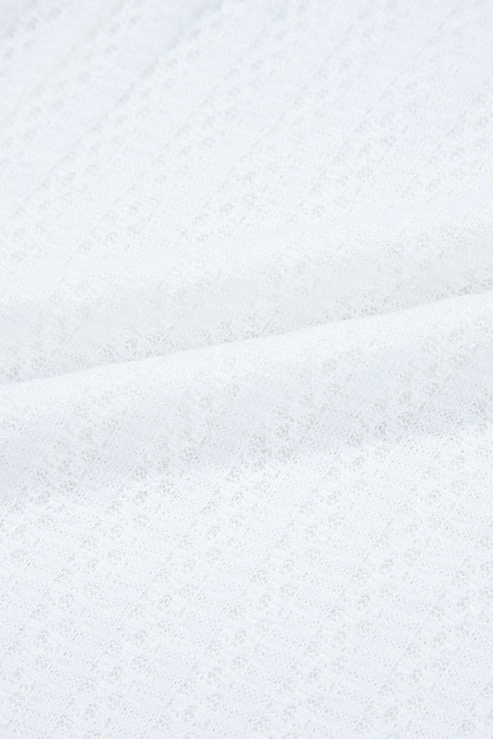 T Shirts | Women White Textured Split Neck Short Sleeve Top